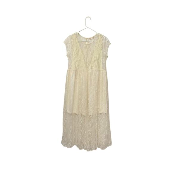 Altar’d State Lace Cream Midi Dress Size Small Boho Short Sleeve Lined Delicate - Picture 2 of 9